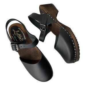 LOTTA's From Stockholm Low Wood Clogs In Black Leather Sz 39 US 9 NIB